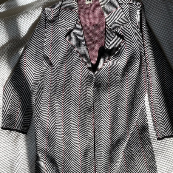 Anne Klein Black and White Herringbone Jacket with Red AccentsNWOT - Picture 3 of 6
